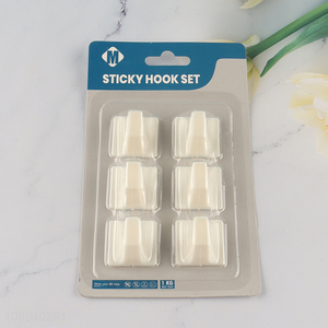 New arrival 6pcs white <em>bathroom</em> kitchen sticky hook <em>set</em>