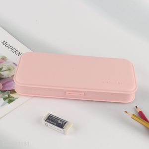 High quality pink plastic students stationery pencil case