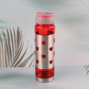 Factory Price 700ml Plastic Sports Water Bottle with Straw & Tea Infuser