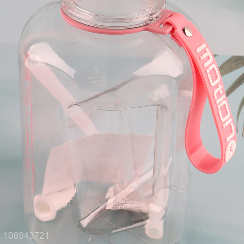 Good Quality 1600ml Clear Plastic Sports Water Bottle with Straw & Stickers