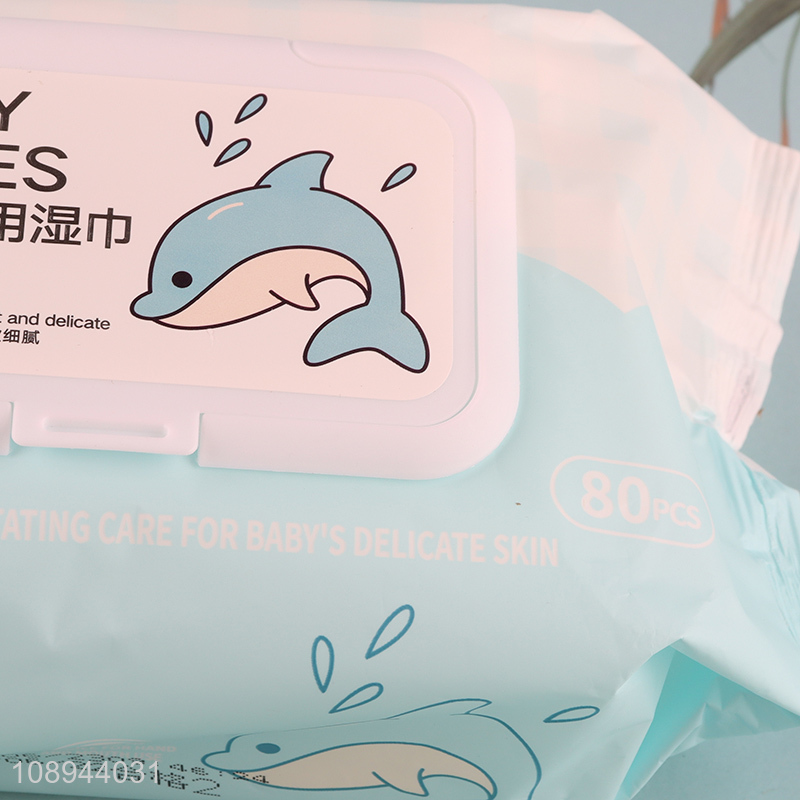 Hot Selling 80PCS Baby Hand and Face Wipes Disposable Water Based Wipes