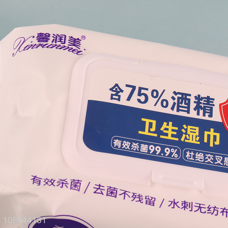 New Arrival 60PCS 75% Alcohol Hand Wipes Unscented Disinfecting Wipes