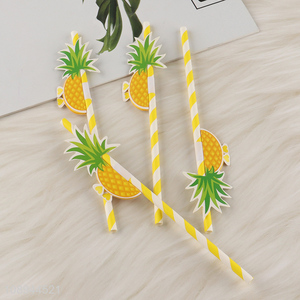 Wholesale 4PCS Paper Drinking Straws Pineapple Corktail Straws