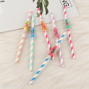 High Quality 6PCS Umbrella Paper Drinking Straws for Juice Milkshake