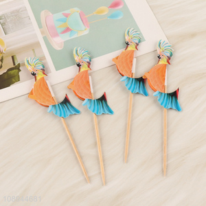 Factory Price 4PCS Parrot Corktail Picks Cupcake Toppers