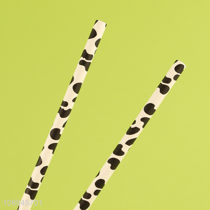 Factory Supply Cow Print Disposable Party Paper Straws