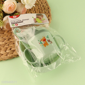 High Quality BPA Free Plastic Baby Feeding Set Includes Bowl Spoon Fork