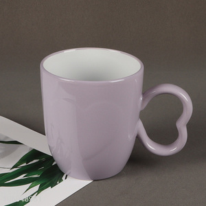 Hot selling purple ceramic water cup tea cup with handle