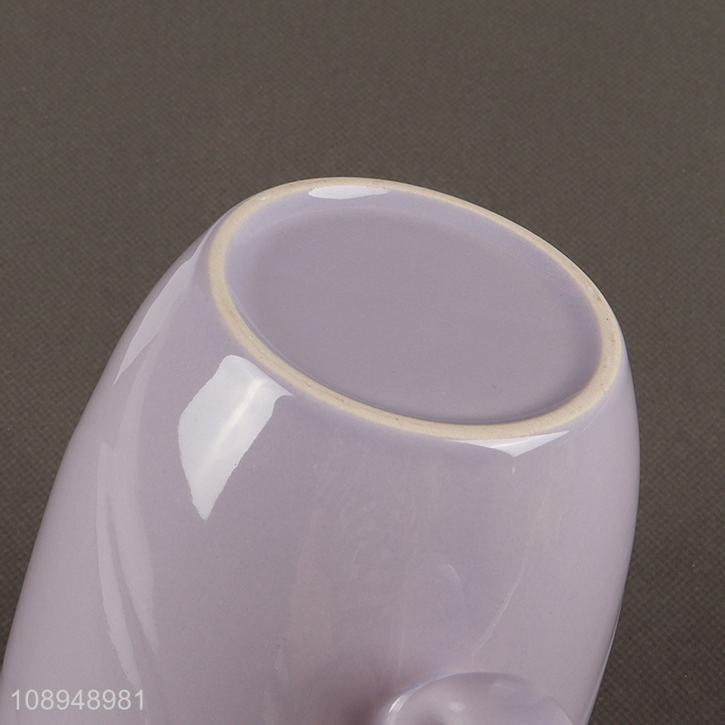 Hot selling purple ceramic water cup tea cup with handle