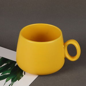 Top quality yellow ceramic water mug coffee cup with handle