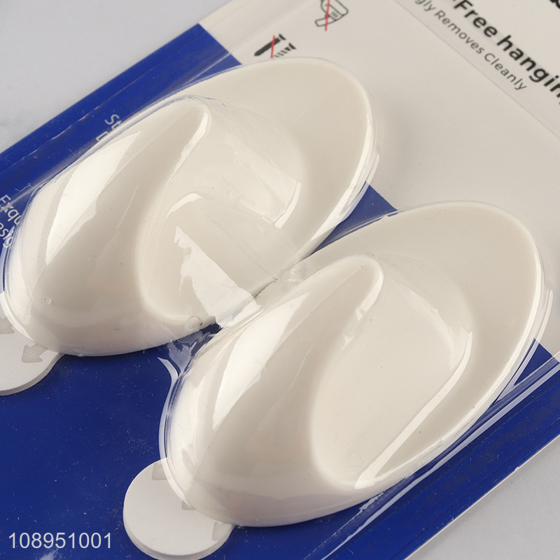 Online Wholesale 2PCS Oval Adhesive Hooks Plastic Sticky Hooks