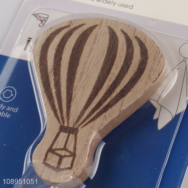 Hot Sale 1PC Hot Air Balloon Shape Wooden Hooks Adhesive Hooks