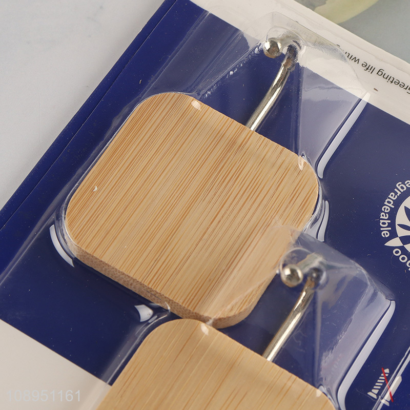 New Product 2PCS Square Bamboo Sticky Hooks for Hanging Keys Caps