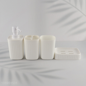 High Quality 4PCS Plastic <em>Bathroom</em> Accessories Set with Soap Dish