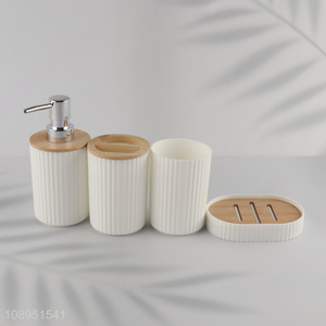 Hot Sale 4PCS Plastic <em>Bathroom</em> Accessories Set with Soap Dispenser