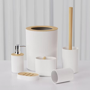 Factory Supply 6PCS Plastic <em>Bathroom</em> Accessories Set with Trash Can