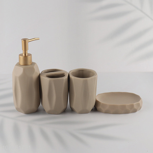 China Imports 4PCS Ceramic <em>Bathroom</em> Accessories Set with Soap Dish