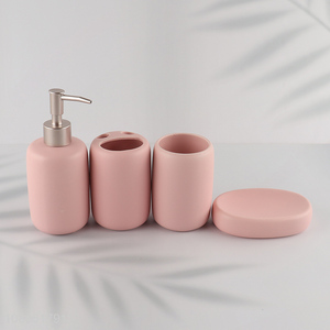 Factory Price 4PCS Ceramic <em>Bathroom</em> Accessories Set with Soap Dispenser