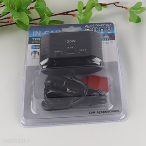 New Arrival 120W 3-Socket Car Cigarette Lighter USB Charger for Car Device