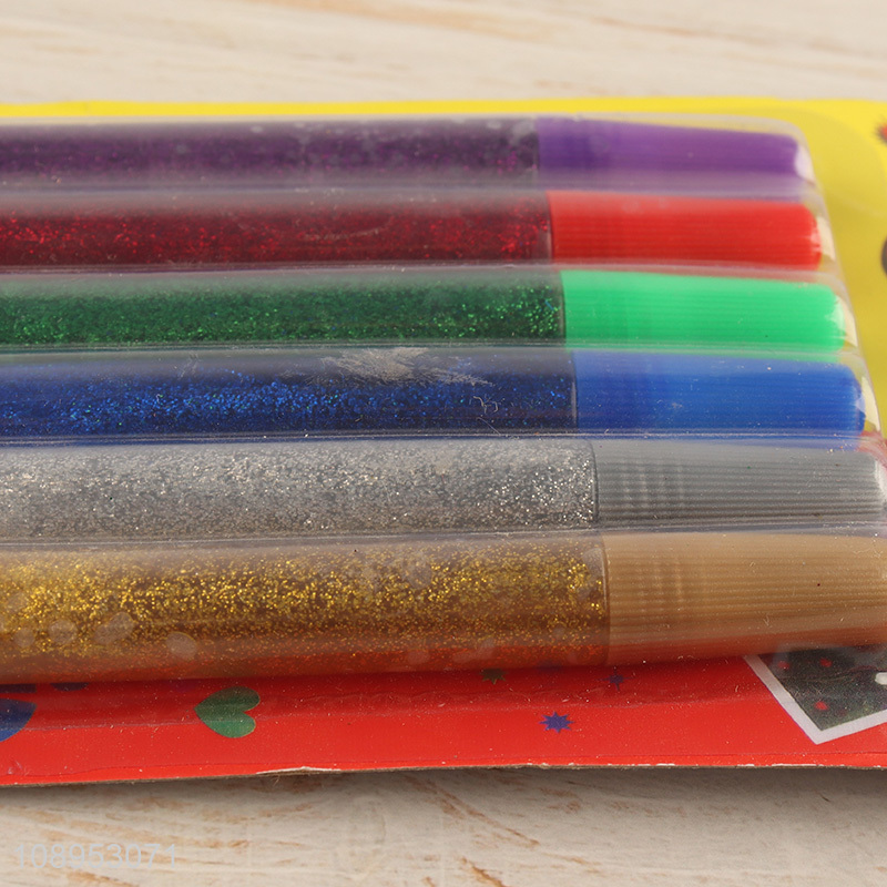 Online Wholesale 6 Colors Glitter Glue Pens for DIY Arts and Crafts