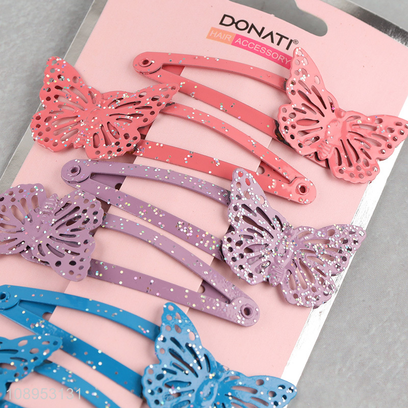 New Product 6PCS Butterfly Hair Clips Non-Slip Metal Snap Clips