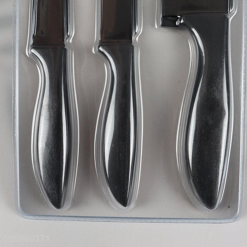 Top selling 3pcs black kitchen knife titanium knife set