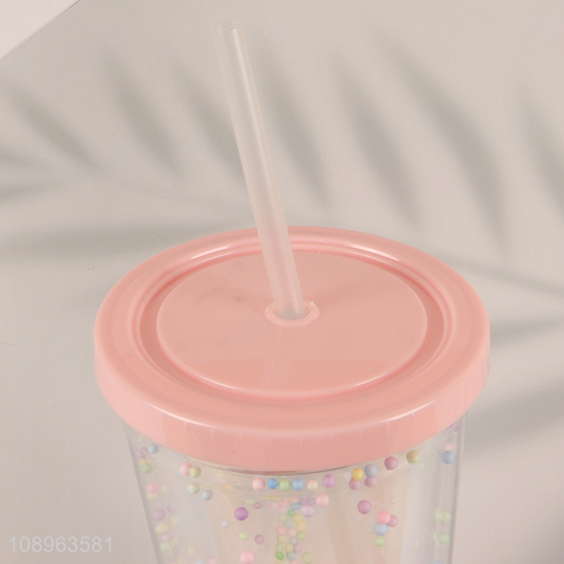 Top selling plastic water cup drinking cup with lid&straw