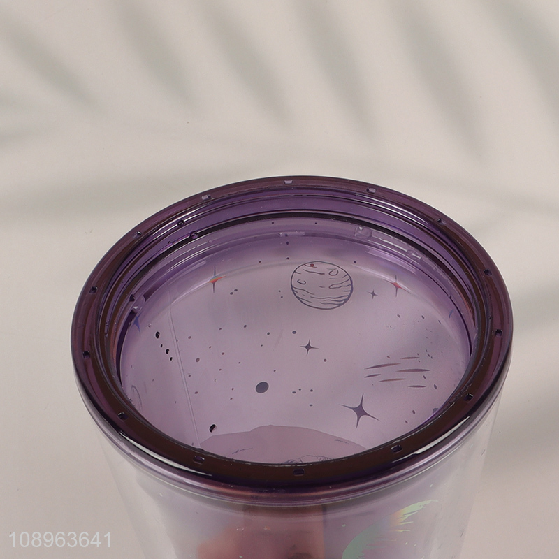 New product astronauts series plastic water cup with lid&straw