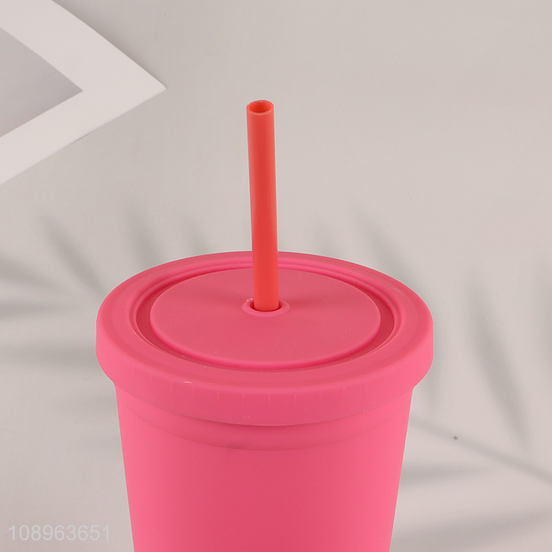 Top sale bpa free 660ml plastic cup with lid&straw