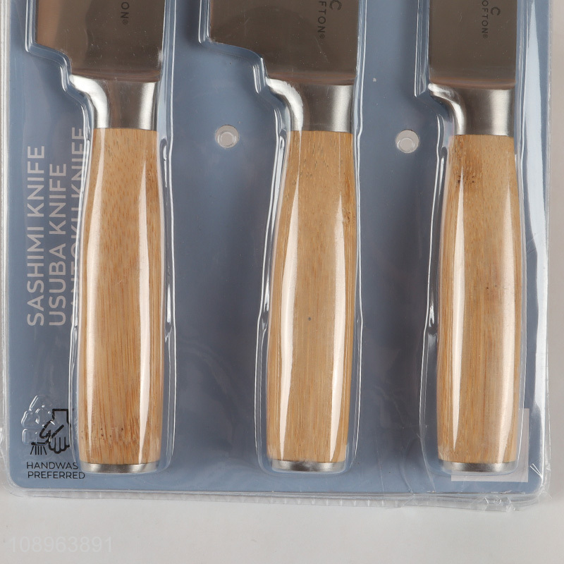 Popular products 3pcs premium knife assortment kitchen knife with bamboo handle