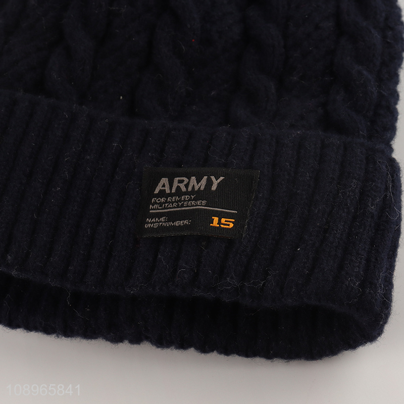 Wholesale Unisex Winter Warm Knitted Beanie Cap Trendy Knit Beanie Hat