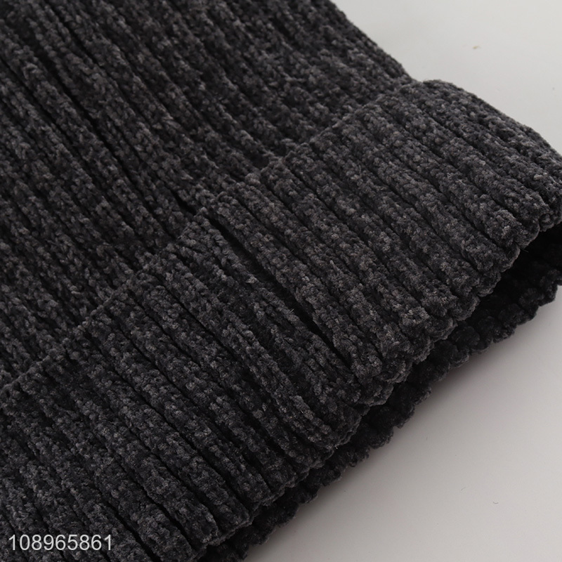 New Product Unisex Soft Warm Trendy Chenille Beanie Winter Beanie Cap