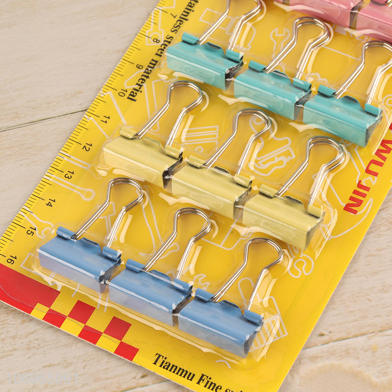 China Imports 12PCS Colorful Binder Clips Paper Clips for Office School