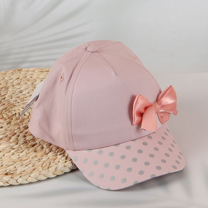 Best selling pink bowknot girls baseball hat wholesale