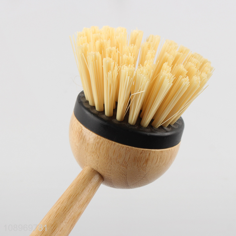 Online Wholesale Kitchen Scrub Brush Pot Dish with Bamboo Handle