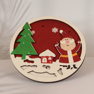 Top quality round wooden christmas hanging ornaments for decoration