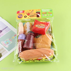 Hot Selling Kids Pretend Play Fast Food Set Toys with Hamburger Hot Dog