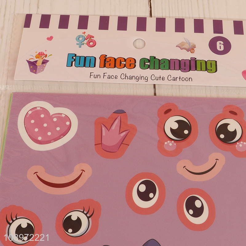 Hot sale cartoon cute puzzle sticker face changing sticker