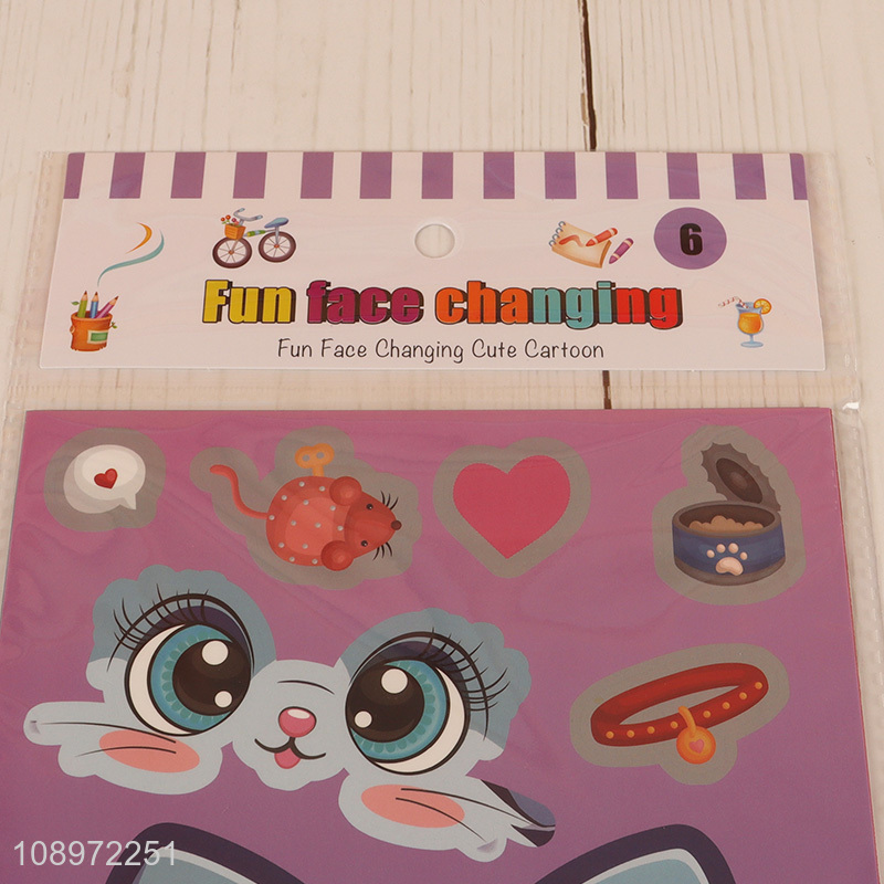 Online wholesale cartoon children face changing sticker puzzle sticker