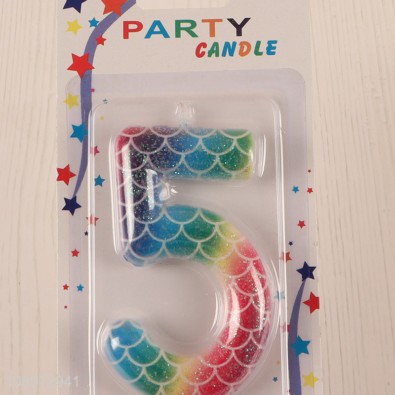 Good selling rainbow color birthday cake number5 candle wholesale