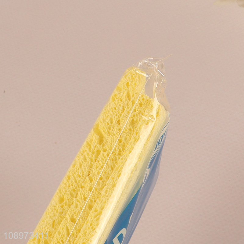 Hot selling 3pcs kitchen cleaning wood pulp cotton sponge block