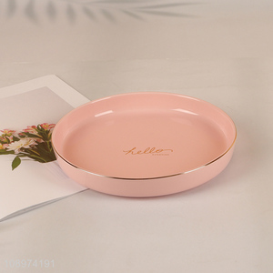 Good quality pink round ceramic tableware plate dinner plate