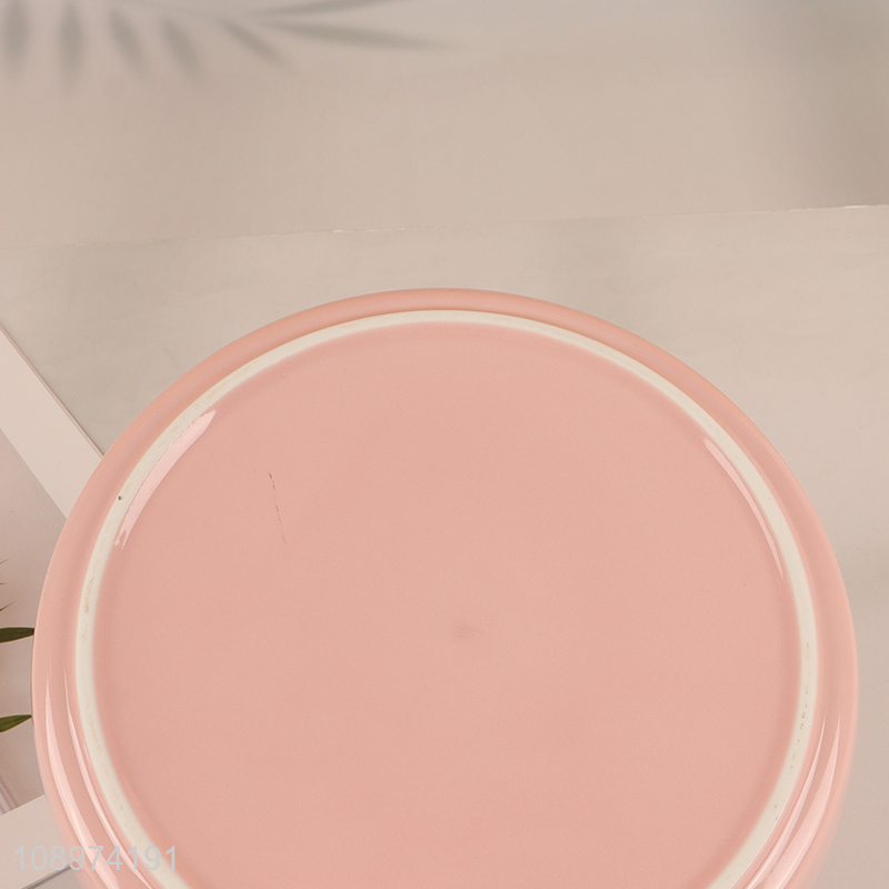 Good quality pink round ceramic tableware plate dinner plate