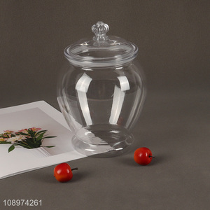 Factory price clear plastic sealed storage jar with lid