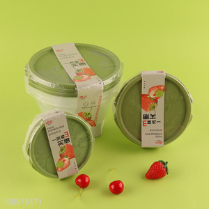 Good price round 3pcs sealed food container <em>storage</em> <em>box</em> set for kitchen