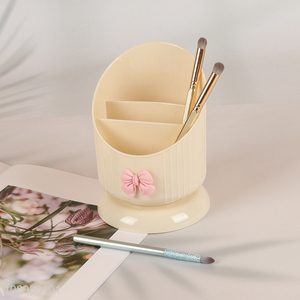 Good quality 3 slots plastic pen holder desktop makeup brush organizer