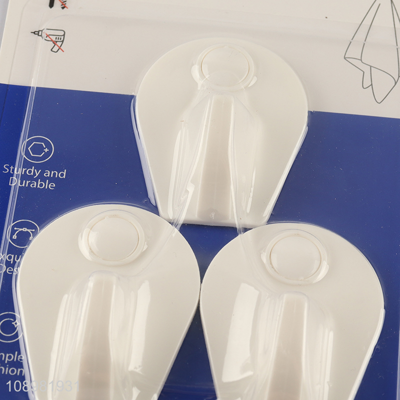 Low price 3pcs heavy duty plastic sticky hook adhesive hook wall hook