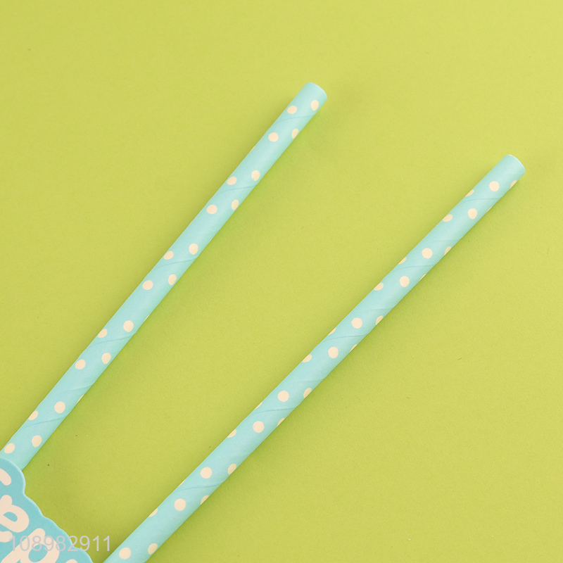 Best selling blue birthday party supplies paper drinking straw