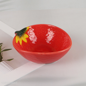 High Quality Strawberry Shaped Ceramic Salad Bowl for for Soup Cereal