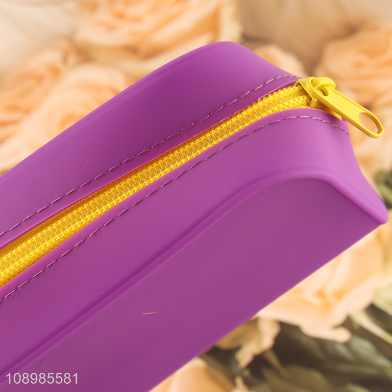 Hot products silicone purple students stationery pencil bag